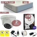 Kit videovigilancia HD-TVI 2 cámaras domo con disco duro de 1 TB especial videovigilancia