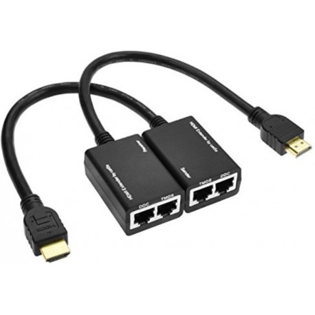 Extensor señal HDMI por 2 CAT5E o 2CAT6 emisor y receptor con latiguillo
