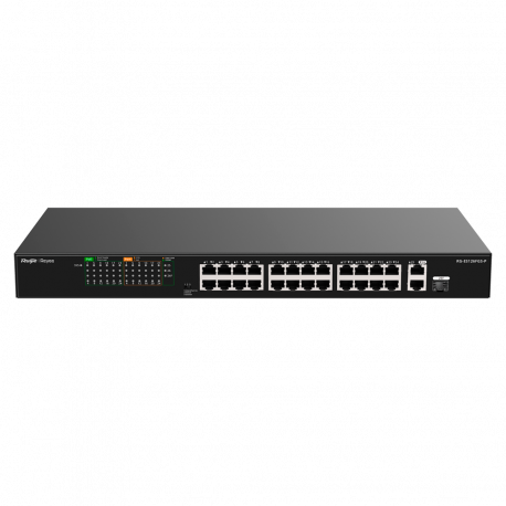 Switch PoE no administrable de 2 puertos Gigabit y 24 puertos 10/100 Mbps Monitoreable en la Nube RGES126FGSP - RG-ES126FGS-P